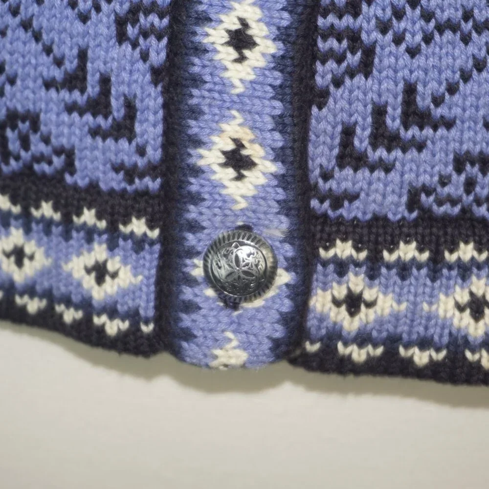 Vintage LL Bean Intarsia Snowflake Knit Cardigan Sweater - Picture 3 of 9